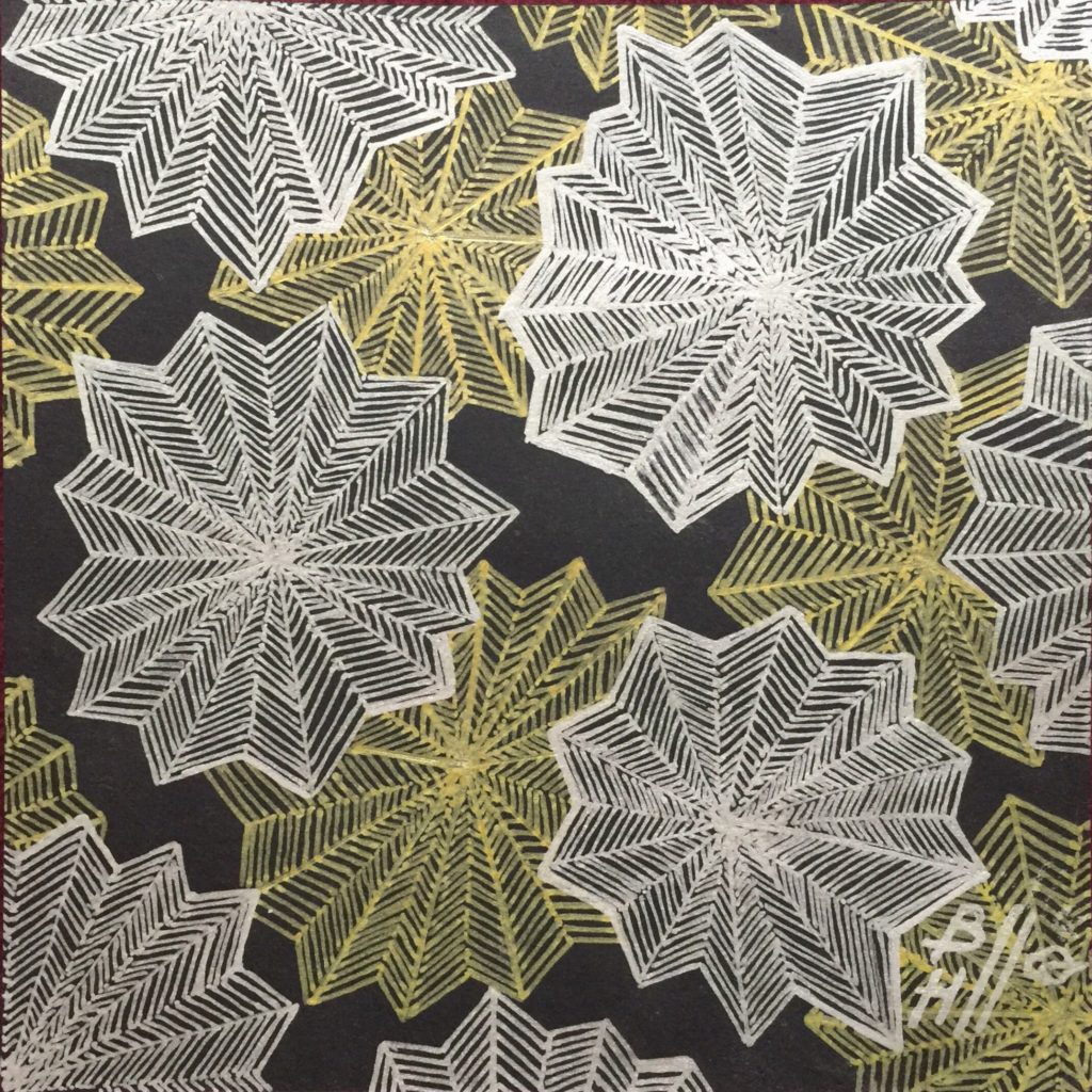 Crystalfall. Sanford UniBall Gel Impact pens on Strathmore 400 Series Black Artist Tiles. 6" x 6"